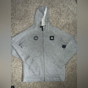 Adidas Heather Gray Full-Zip Hoodie. Atlanta United